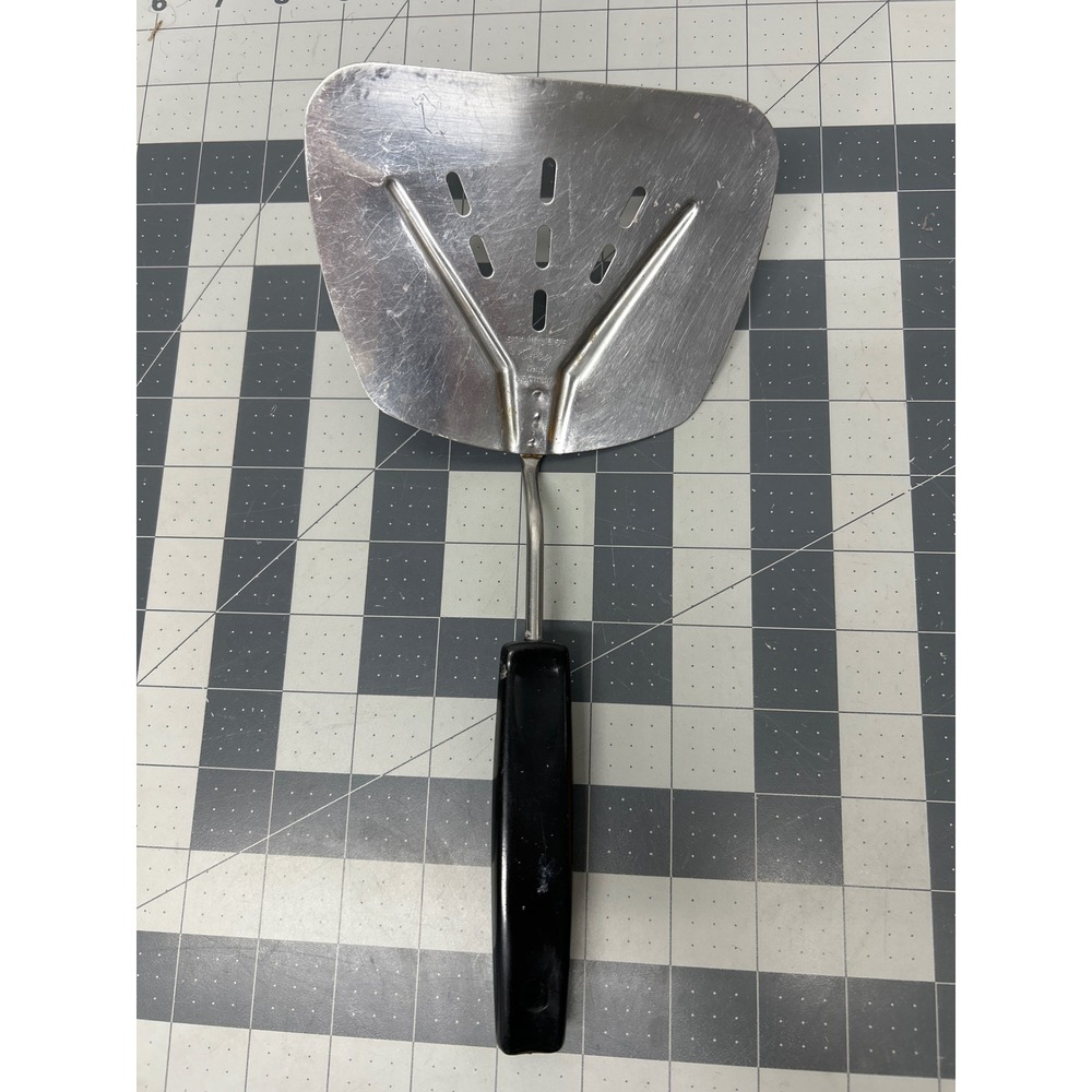 Vintage Foley Wide Spatula Turner Black Handle Stainless Steel Slotted Flexible